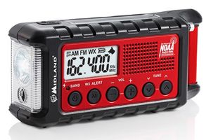 Midland C1173 Outdoorradio VHF (FM) Noodradio Zaklamp, Oplaadbaar, Handslinger, Zonnepaneel Zwart, Rood