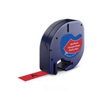 Huismerk DYMO LetraTag 91203/S0721630 Labeltape 12mm Zwart op Rood - thumbnail