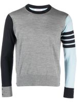 Thom Browne pull colour block à 4 bandes signature - Gris