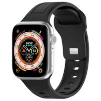 By Qubix - Square siliconen band - Zwart - Compatible met Apple Watch 44mm / 45mm / 46mm / 49mm - Compatible Apple watch bandjes