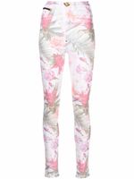 Philipp Plein legging en jean à fleurs - Blanc