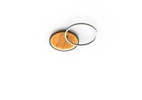 Leuchte.Store Kiru Led-plafondlamp, moderne plafondlamp van metaal en hout, plafondverlichting met twee ronde ringen, 23 watt, 650 lumen, 3000 kelvin, wandlamp, woonkamerlamp