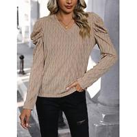 Dames Blouse Werk Dagelijks Elegant Vintage Stijlvol Lange mouw Khaki Lente Herfst Lightinthebox - thumbnail