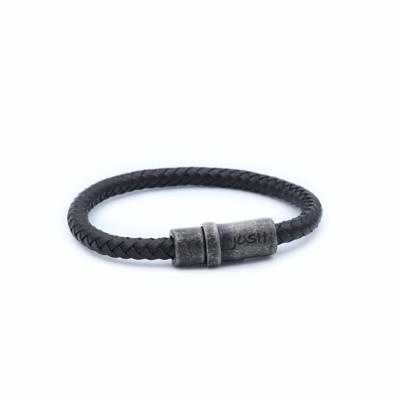 Josh leren armband 9170 zwart vintage Josh leren armband 9170 zwart vintage