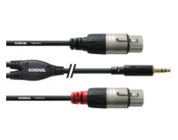 Cordial CFY3WFF Intro verloopkabel 3.5mm TRS jack - 2x XLR fem 3m zwart