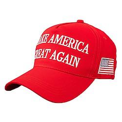 Voor heren Baseballpet Zonnehoed Trucker Hoed Rood Katoen Geborduurd Modieus Casual Straat Dagelijks Brief Amerikaanse Amerikaanse vlag Verstelbaar Zonbescherming Ademend Lightinthebox