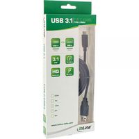 InLine 0.5m, USB3.1-C/USB3.1-A USB-kabel 0,5 m USB 3.2 Gen 2 (3.1 Gen 2) USB C USB A Zwart - thumbnail