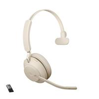 Jabra Evolve2 65 Draadloze Headset – Microsoft Teams-gecertificeerde Monokoptelefoon met Noise Cancelling en Lange Batterijduur – USB-A Bluetooth Adapter – Beige