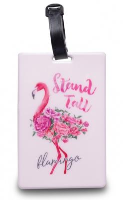 Worldpack bagagelabel Flamingo 11 cm wit/roze Worldpack bagagelabel Flamingo 11 cm wit/roze