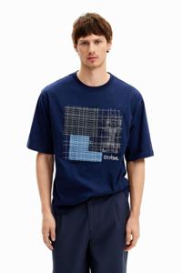 T-shirt met centrale patch - BLUE - M