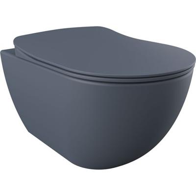Toiletpot Hangend Creavit 51x35.5x29cm Mat Basalt met Softclose Toiletbril Rimfree