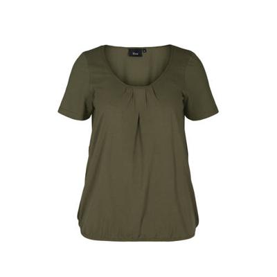 Zizzi top POLLY met plooien donkergroen