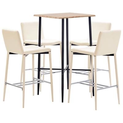 vidaXL 5-delige Barset kunstleer crème