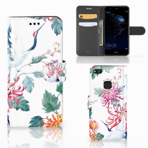 Huawei P10 Lite Telefoonhoesje met Pasjes Bird Flowers