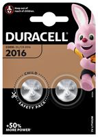 Batterij Duracell knoopcel 2xCR2016 lithium ÃƒÆ'Ã‹Å“20mm 3V-90mAh - thumbnail