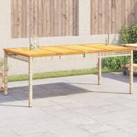 Tuintafel 180x90x75 cm poly rattan en acaciahout beige - thumbnail