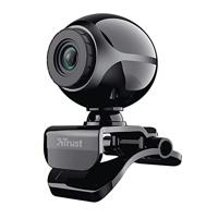 Trust Exis Webcam Voor PC Met Microfoon, Plug And Play USB, Autofocus, Met Statief, Videobellen, Videogesprekken, Conferenties, Skype, Teams, Zoom, Zwart