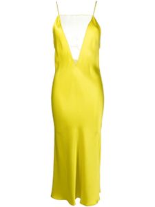 Stella McCartney robe mi-longue à empiècements transparents - Jaune