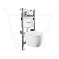 QeramiQ Salina Compact Toiletset -softclose zitting- bedieningsplaat Geberit Sigma01 chroom - wit glans 0701131/0700519/sw258541/