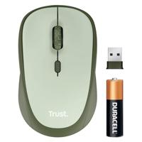Trust Yvi+ Stille Draadloze Muis met Duurzaam Design, 800-1600 DPI, Links- en Rechtshandig Gebruik, Opbergbare USB-microreceiver, Compacte Wireless Mouse voor Computer, Laptop, Mac - Groen