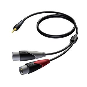 Procab CLA712/3 verloopkabel 1x Mini-jack naar 2x XLR male 3m