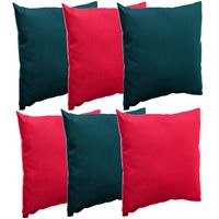 Bank/sier/tuin kussens voor binnen/buiten set 6x stuks rood/emerald groen 40 x 40 cm