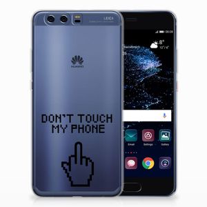 Huawei P10 Plus Silicone-hoesje Finger Don't Touch My Phone