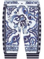 Dolce & Gabbana Kids pantalon de jogging à imprimé Majolica - Blanc