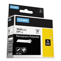 Dymo Rhino permanente tape van polyester, zwart op wit, roll, 1,9 cm x 5,5 m, 1 rol