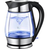 Waterkoker - Aigi Cubin - Led Verlichting - 1.7 Liter - 2200 Watt - Rvs/glas - Zwart/zilver