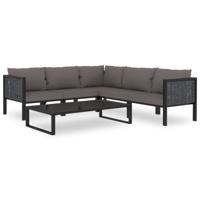 vidaXL 6-delige Loungeset met kussens poly rattan antraciet