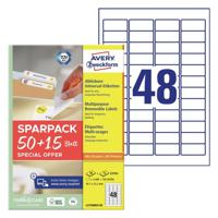 Avery-Zweckform L4736REV-65 Universele etiketten 45.7 x 21.2 mm Papier Wit 65 vellen Weer verwijderbaar Inkjet, Laser (zwart/wit), Laser (kleur), Kopiëren