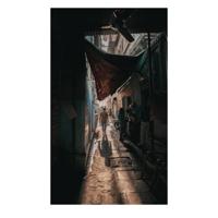 Wanddecoratie Steegje 70x118 | Multicolor