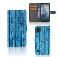 Nokia C2 2nd Edition Book Style Case Wood Blue