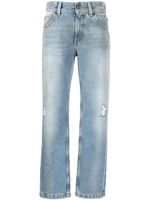 Palm Angels distressed-effect straight-leg jeans - Bleu