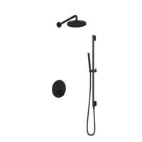 Hotbath Get Together doucheset met 2 pushbuttons rond met 20 cm hoofddouche, glijstang, geborsteld nikkel