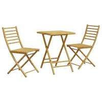vidaXL 3-delige Bistroset bamboe, loungeset, loungeset tuin, loungeset buiten, tuinset, terrasset, tuinset lounge, tuin loungeset, terrasmeubelset