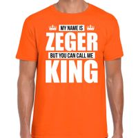 Naam cadeau t-shirt my name is Zeger - but you can call me King oranje voor heren - thumbnail