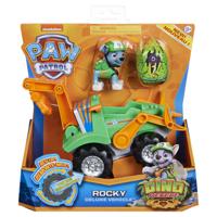 PAW Patrol , Dino Rescue Rocky Deluxe-frictievoertuig met verrassingsdinofiguur