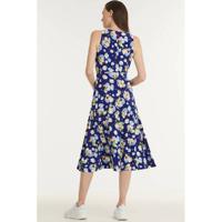 Lauren Ralph Lauren maxi jurk met all over print en ceintuur blauw