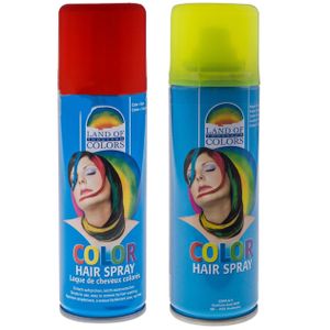 Set van 2x kleuren carnaval haarverf/haarspray van 111 ml - Rood en Geel