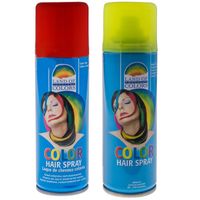 Set van 2x kleuren carnaval haarverf/haarspray van 111 ml - Rood en Geel - thumbnail