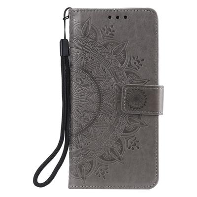 Shop4 - Samsung Galaxy A21s Hoesje - Wallet Case Mandala Patroon Grijs