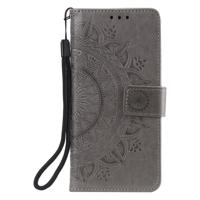 Shop4 - Samsung Galaxy A21s Hoesje - Wallet Case Mandala Patroon Grijs