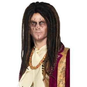 Carnaval verkleed dreadlocks pruik voor heren - bruin - lang haar - rasta/hippie