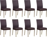 Set van 8 Donkerpaarse leren moderne eetkamerstoelen Real - poot vierkant rvs - Hermes Leer Merlin (donkerpaars leer) - thumbnail