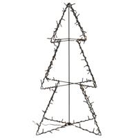 Verlichte 3D kerstboom - 77 cm - zwart - metaal - 120 led lampjes - warm wit - thumbnail