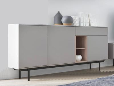 Commode INOXO 3 deuren 1 lade lichtgrijs/jackson eik