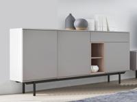 Commode INOXO 3 deuren 1 lade lichtgrijs/jackson eik