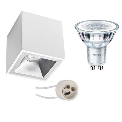 Philips - Opbouwspot Set - Corepro 830 36d - Pragmi Cliron Pro - Gu10 Fitting - Dimbaar - Opbouw Vierkant - Mat